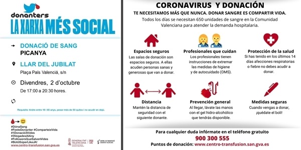 Este divendres, 2 d'octubre, donacions de sang al Centre de Persones Majors