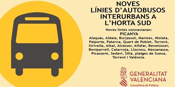 La Generalitat anuncia noves línies d'autobús interurbans a l'Horta Sud